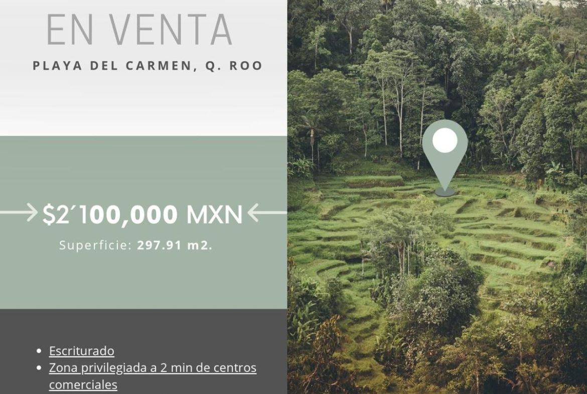 Terreno en Venta en Playa del Carmen - EXCELENTE TERRENO EN VENTA PLAYA DEL CARMEN (FVT-1270)